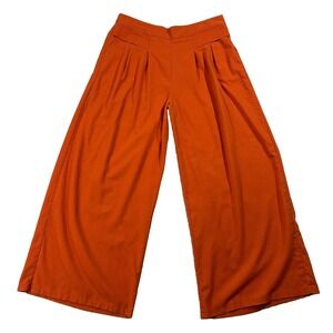 Buddha Stones High Rise Pleated Wide Leg Pants Orange Women's 3XL Zen Minimalist